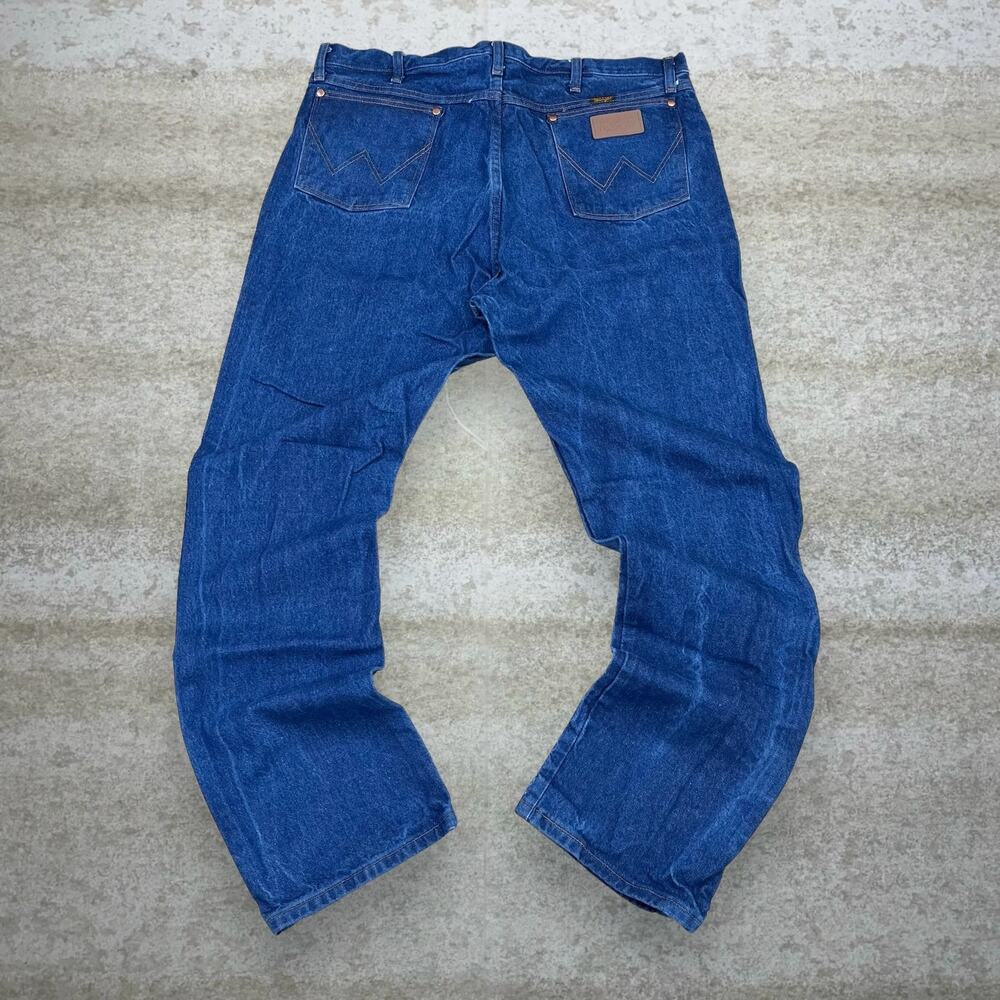 Vintage Y2K Wrangler Jeans 40x34 Relaxed Fit Dark Wash Denim Leather Logo